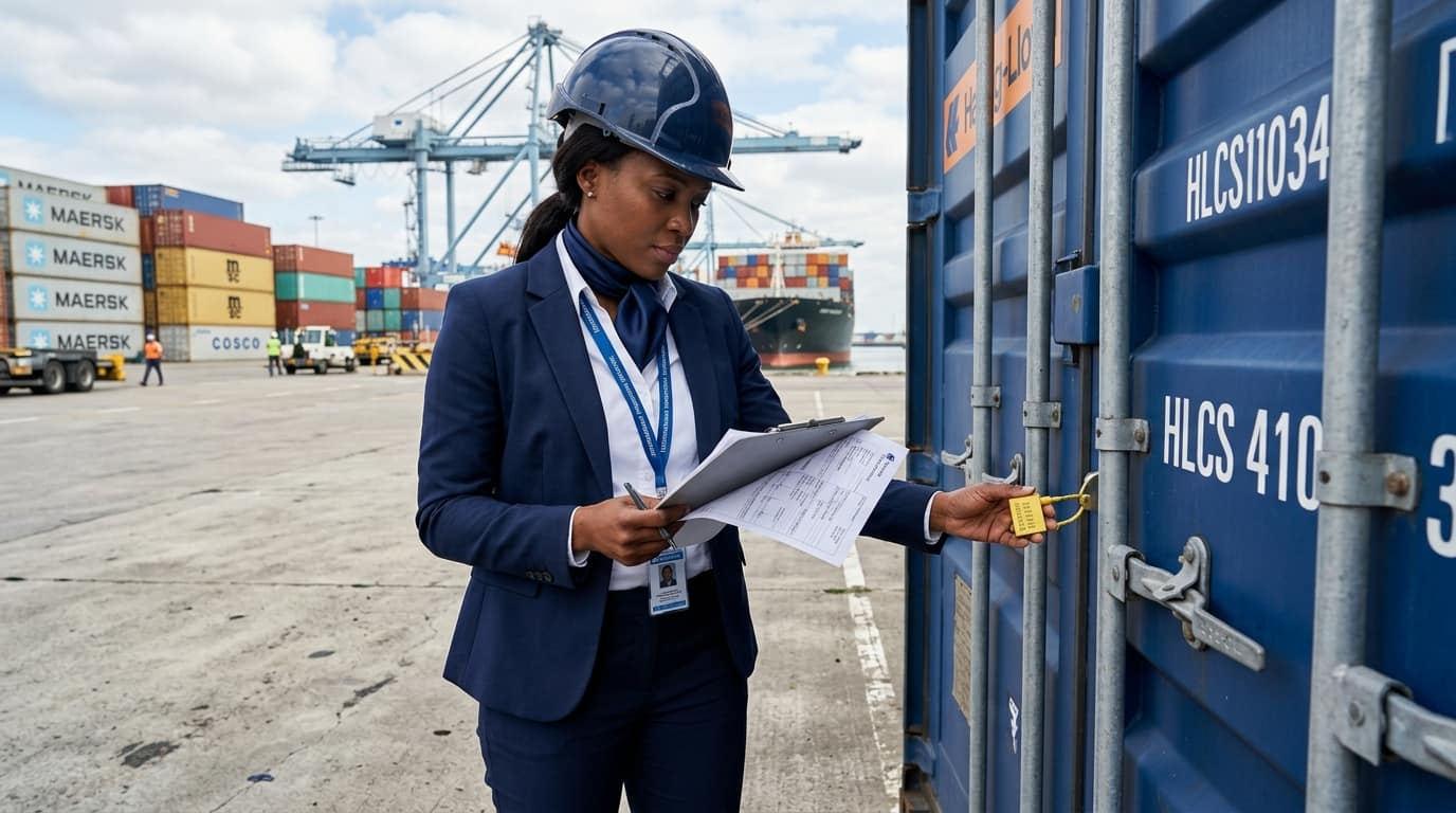 Seal and documentation check before a container sails